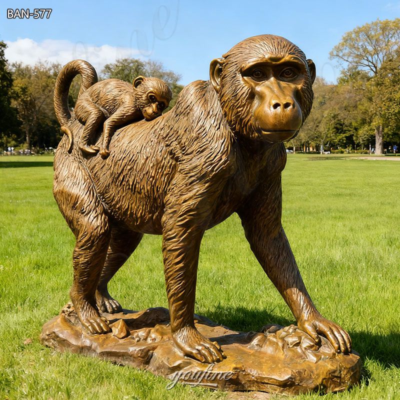 bronze life size monkey statue
