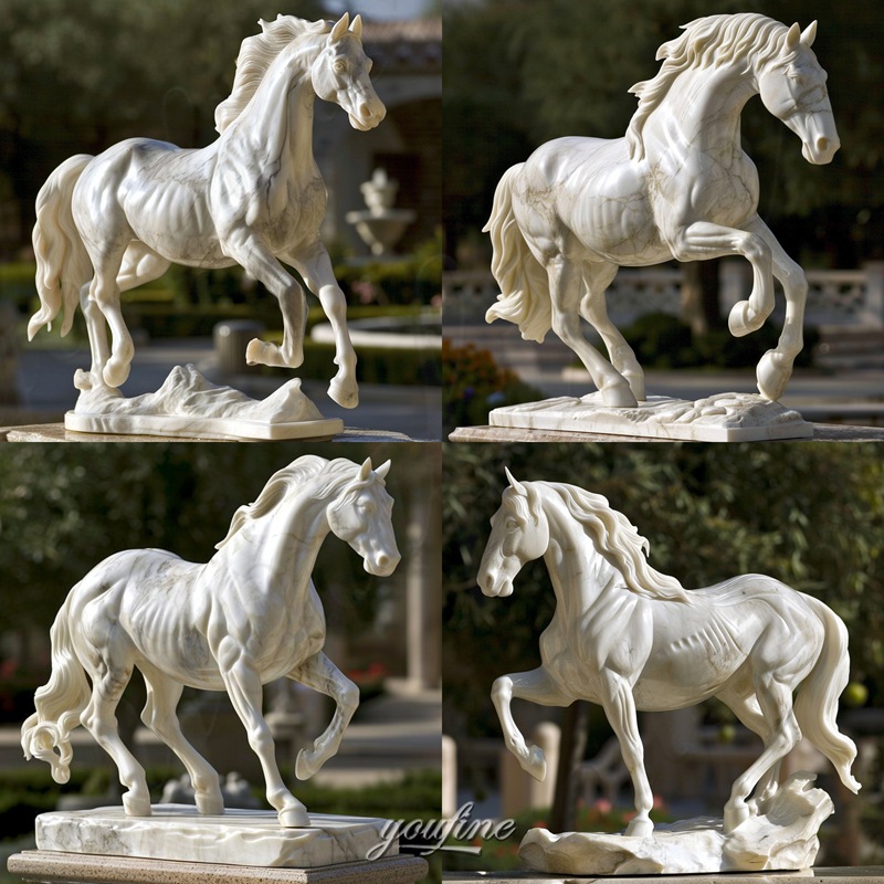 different marble horse statue