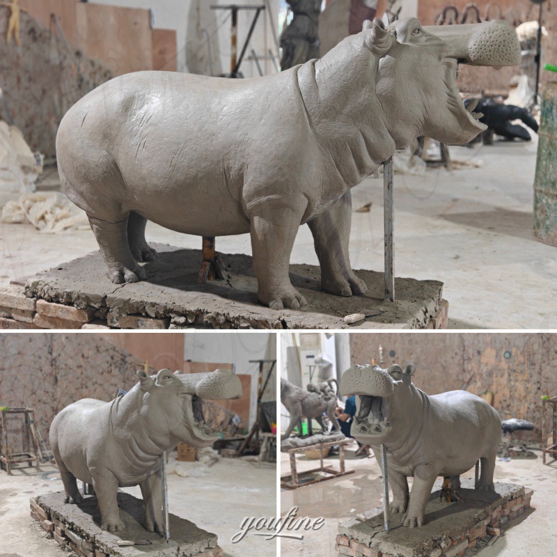 life size hippo statue Clay Model