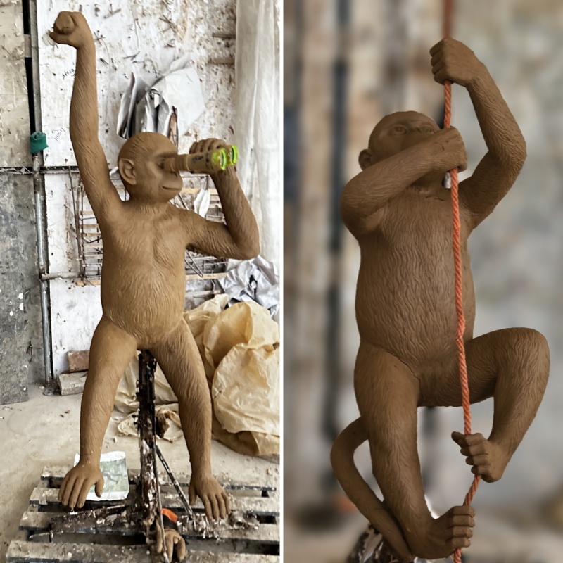 hanging monkey clay model