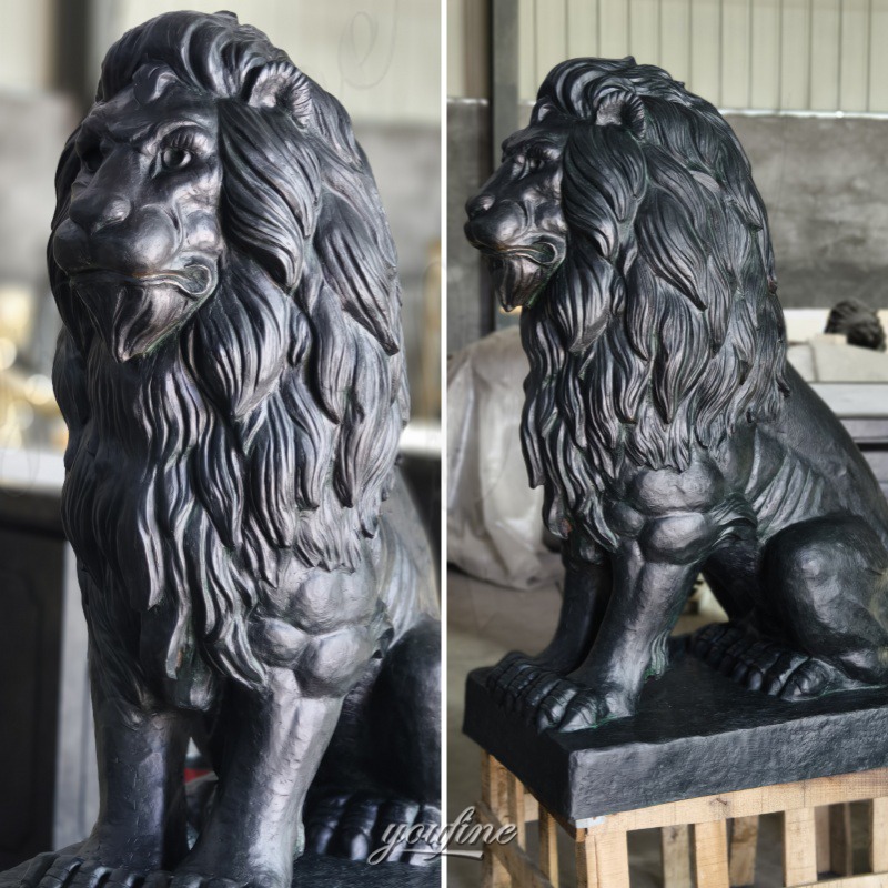 finished front porch lion statues