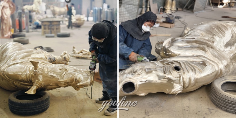 hippo lawn statue polishing