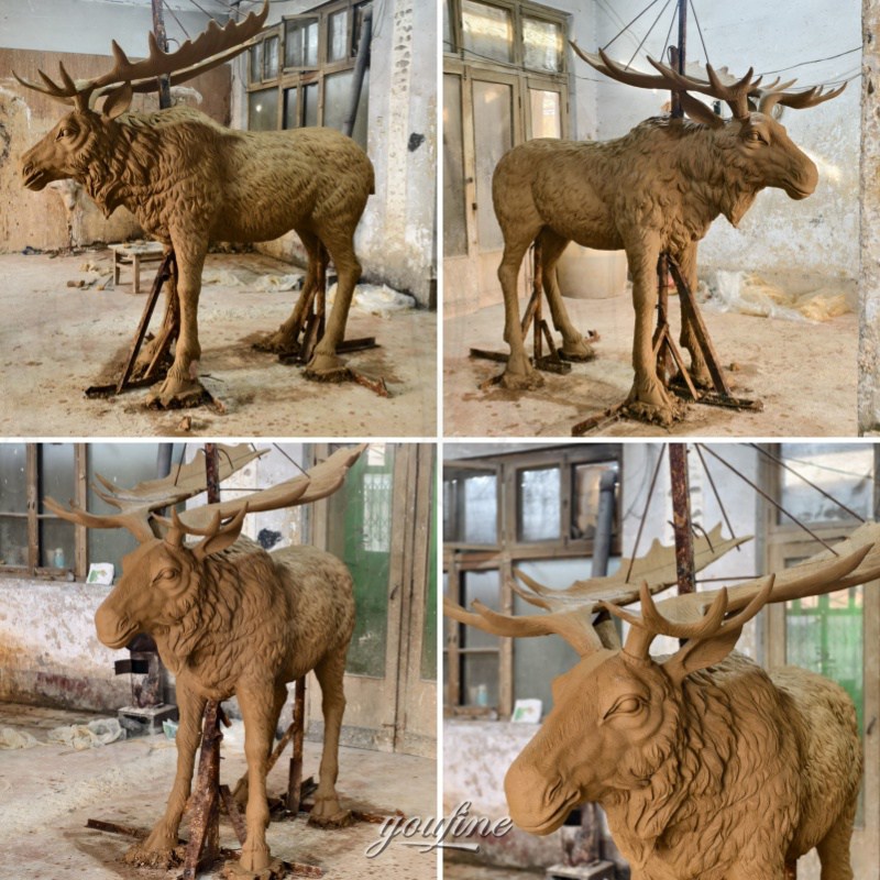 outdoor moose statue clay model