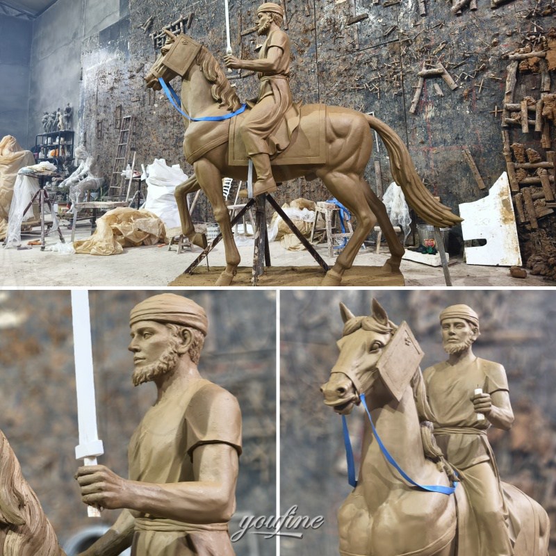 warrior on a horse statue clay mode