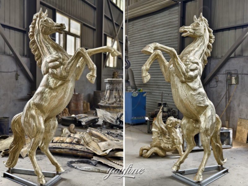 black horse statue after polishing