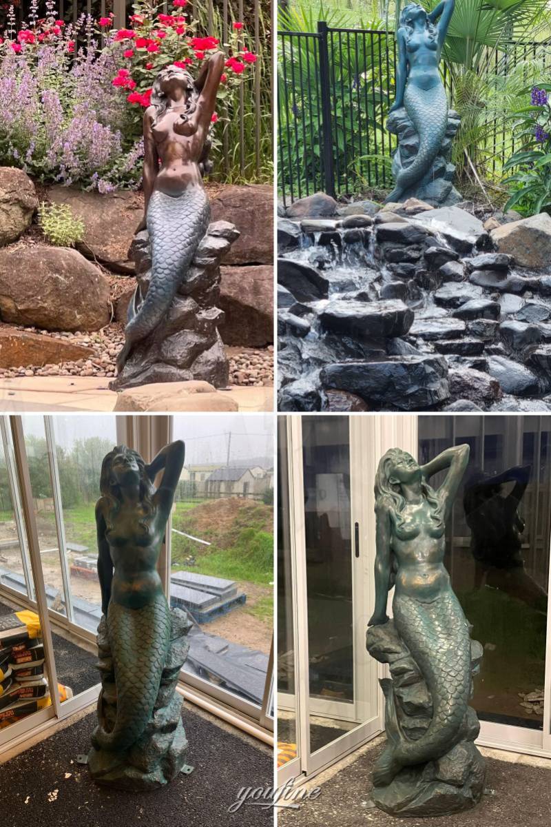 feedback of mermaid on a rock sculpture