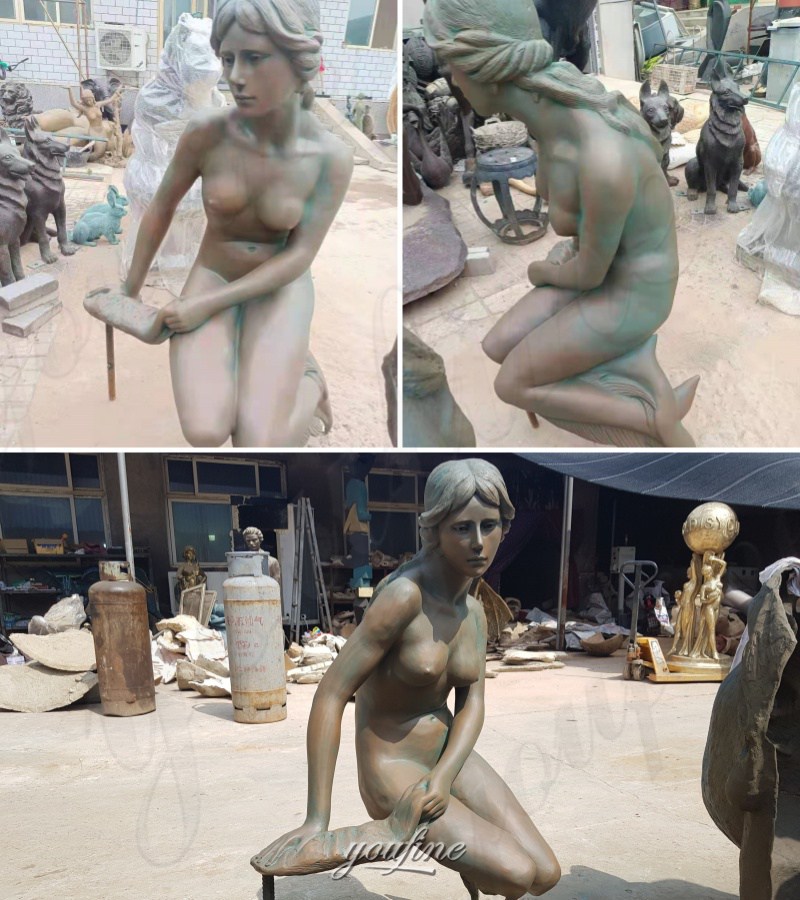 finished bronze statue little mermaid