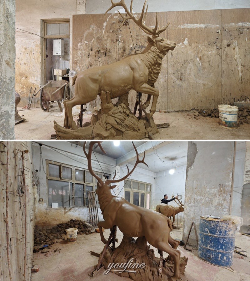 full size deer statue clay model