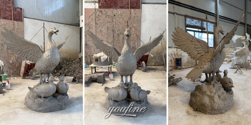 large goose statue clay model
