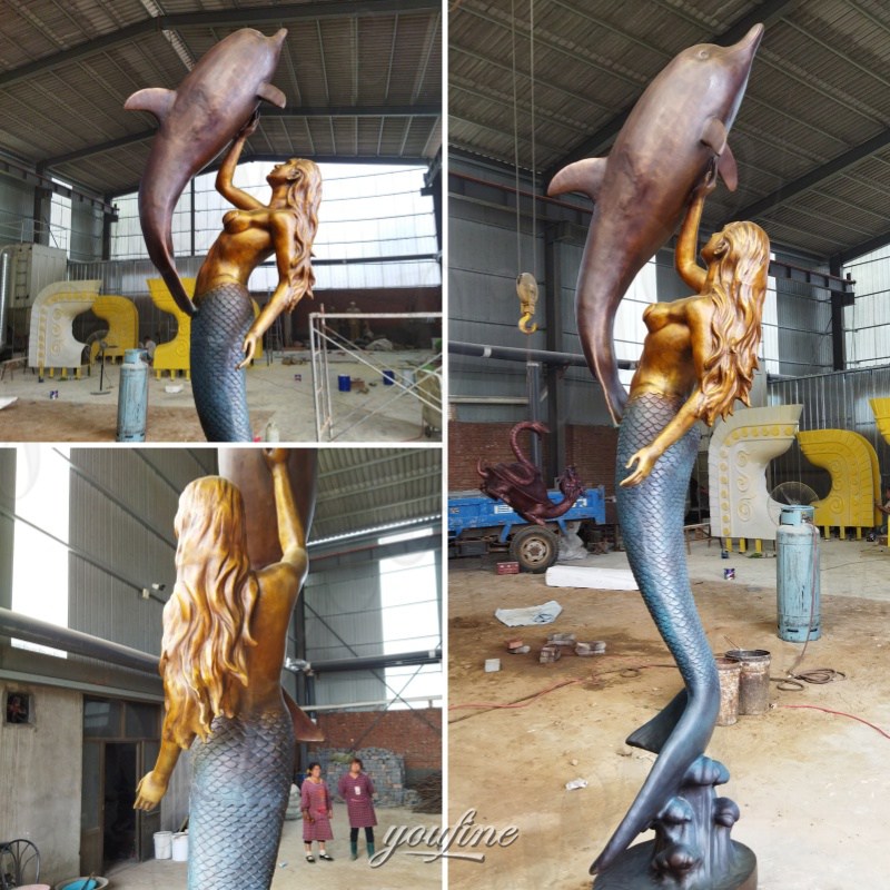large mermaid garden statue details