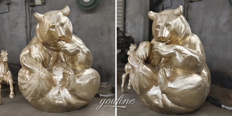 outdoor welcome bear statue after polishing