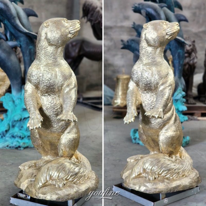 standing otter sculpture after polishing
