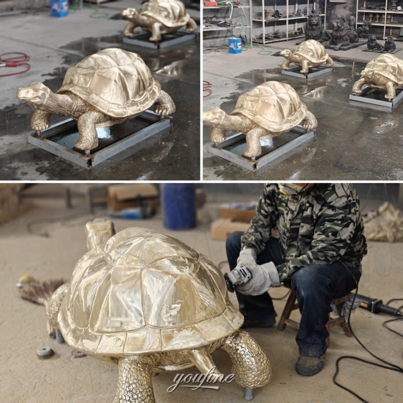 turtle yard sculptures polishing