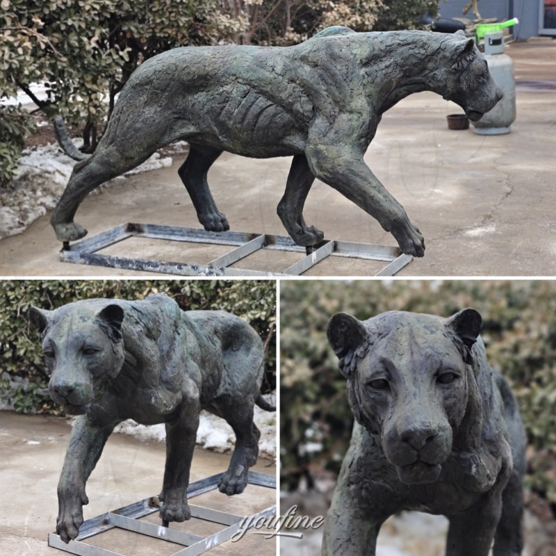vintage panther statue details