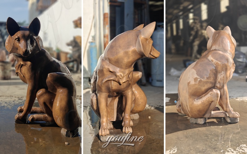 Sitting Fox Statue After Patina