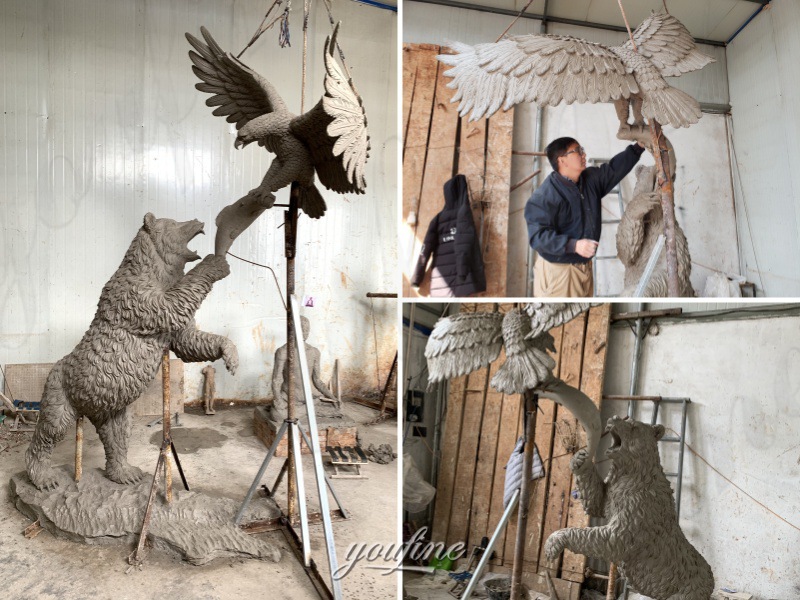 large outdoor bear sculpture clay model