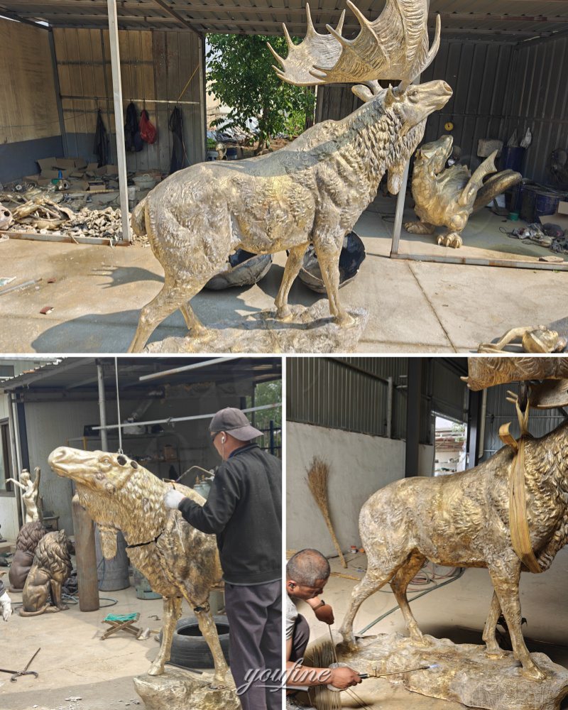 large outdoor moose statue welding process