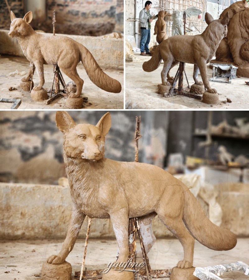 life size fox sculpture clay model