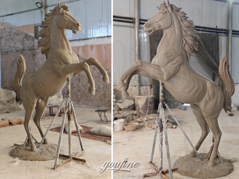 rearing horse garden statue Clay Model