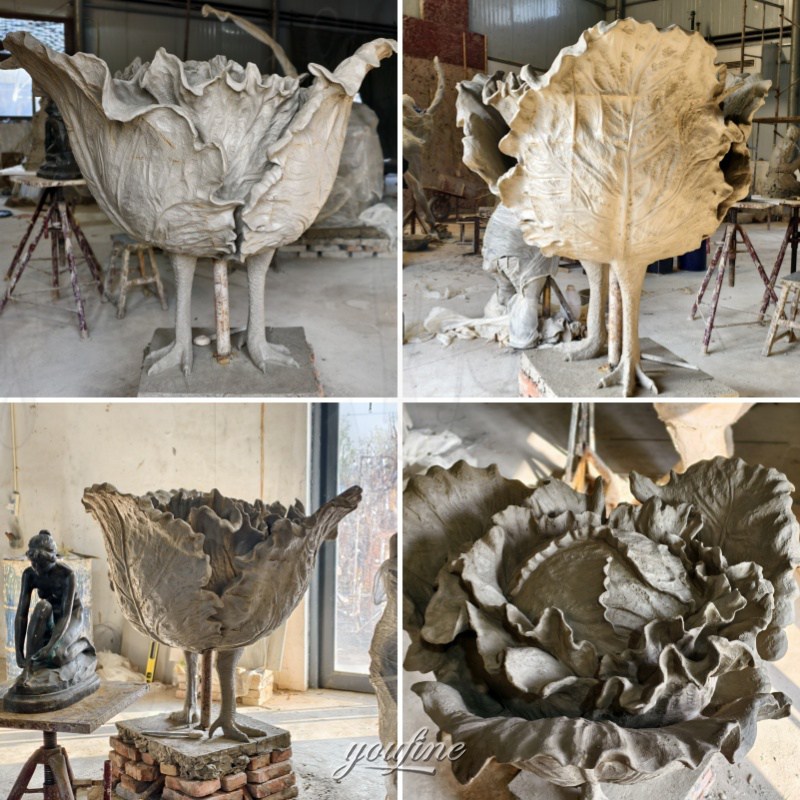 Cabbage Sculpture with Chicken Feet clay model