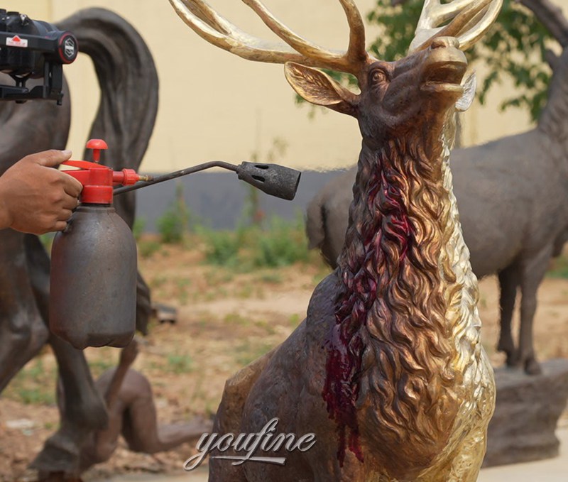 bronze deer statue patina process