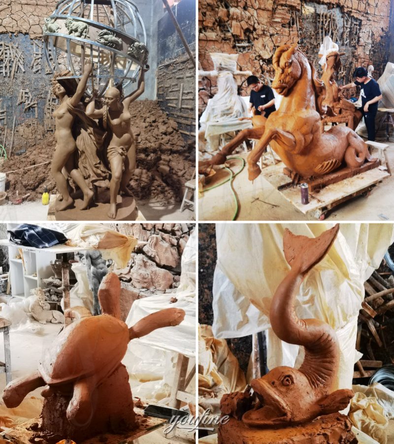 bronze horse fountain clay model