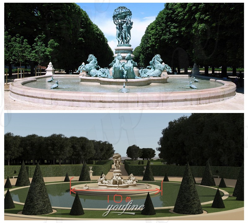 bronze horse fountain original design vs drawing