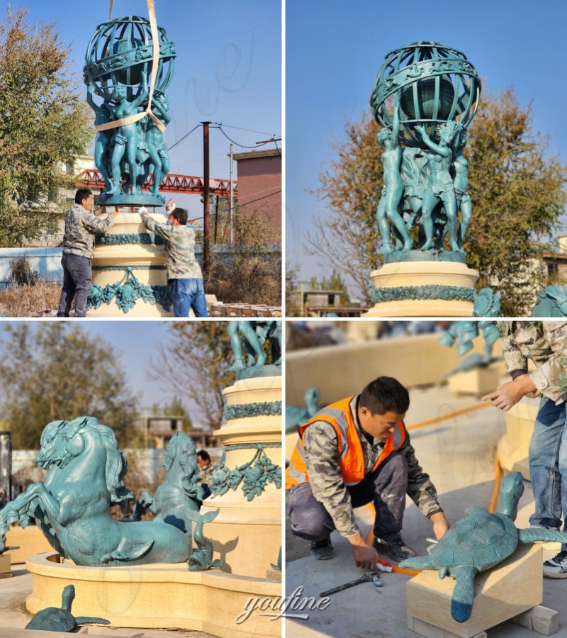 bronze horse fountain test installation