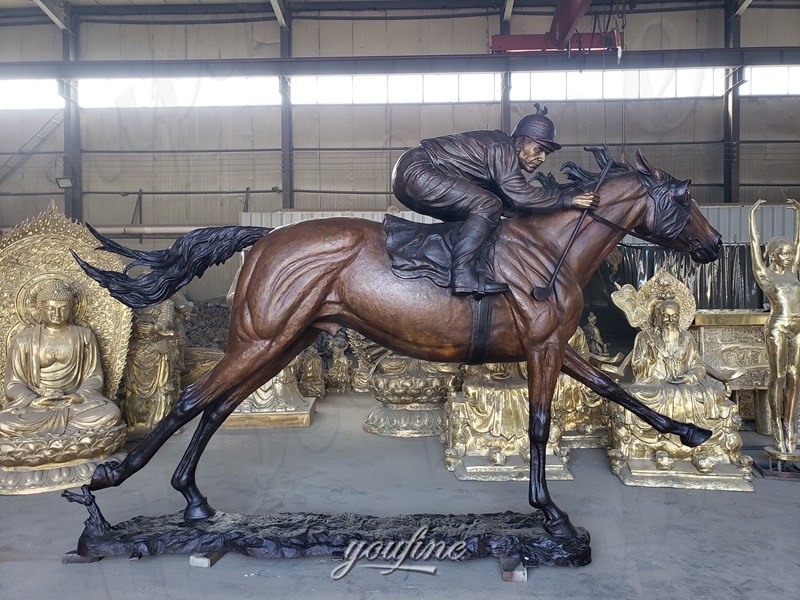 bronze horse ricing statue