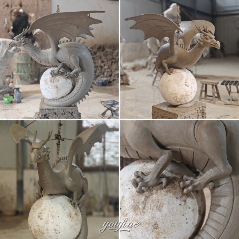 dragon garden statue clay model