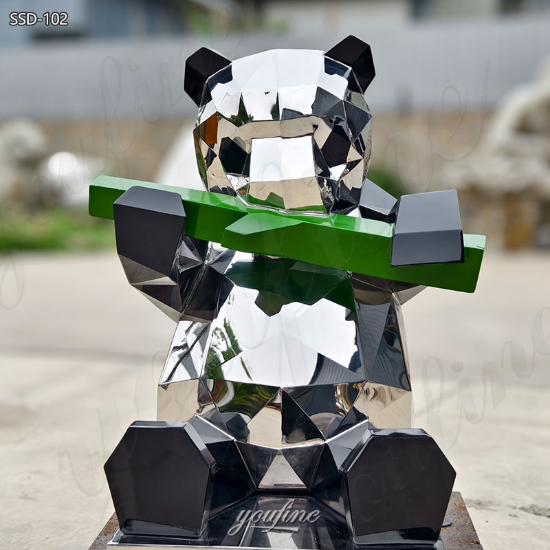 stainless steel panda statue for garden