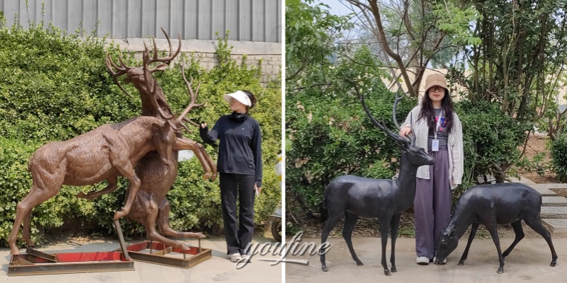7.2ft Life Size Elk Statues VS 4ft Black Deer Statues
