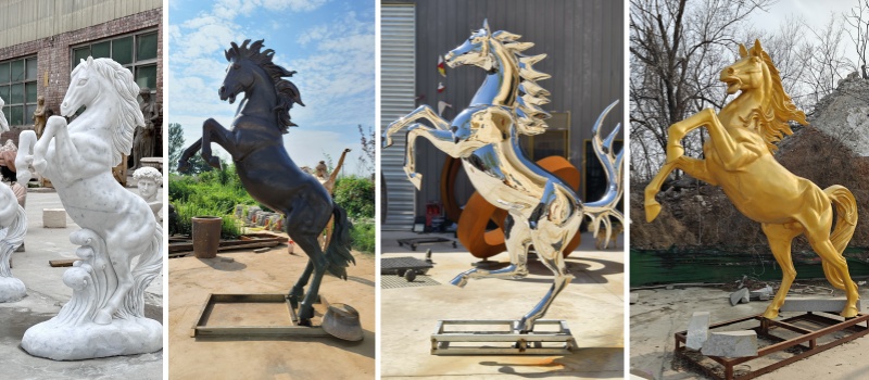 Different Material of Horse Sculpture