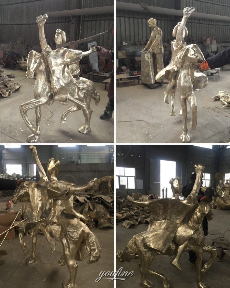 Trajan on Horseback sculpture after welding and polishing