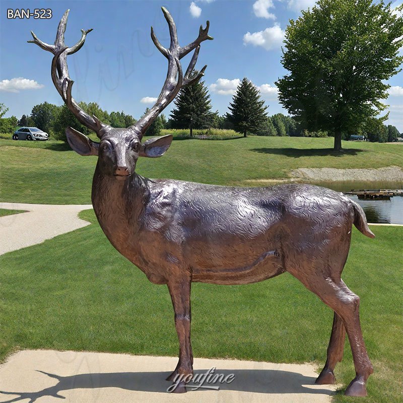 brass deer outdoor statue