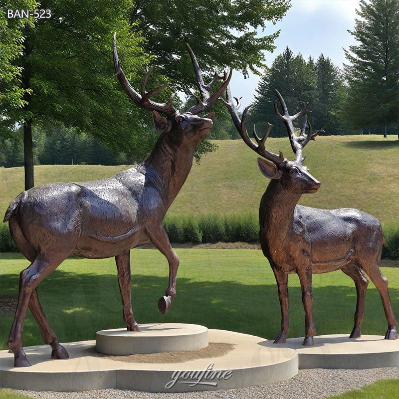 brass deer sculptures