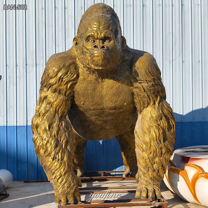 bronze gold gorilla sculpture