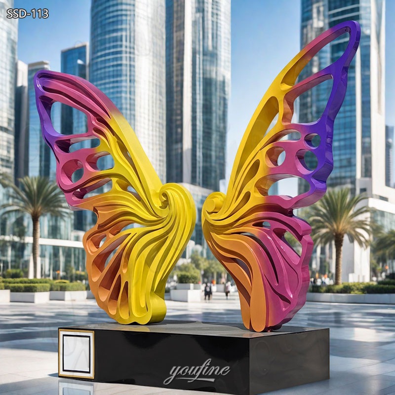 colorful large metal butterfly sculpture