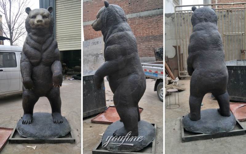 different angle of black bear sculpture
