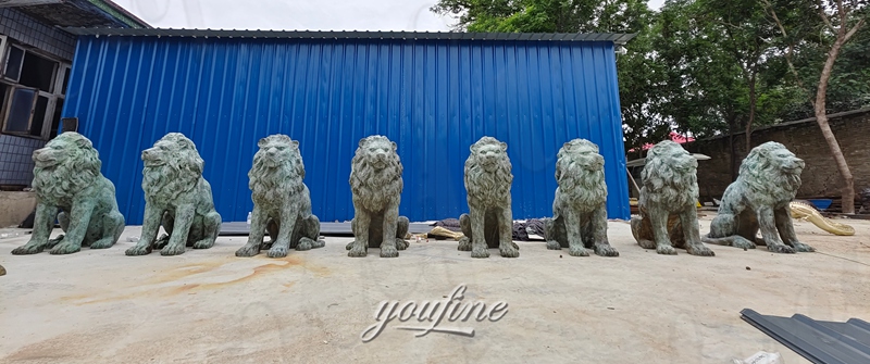 front door lion sculpture