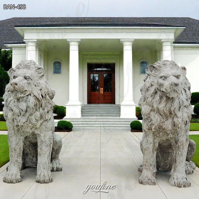 front door lion statues