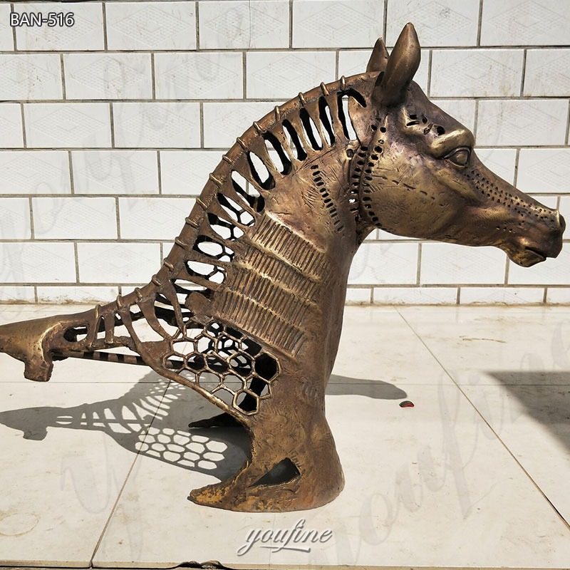 outdoor horse head bronze statue
