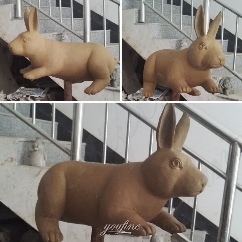 rabbit yard sculpture clay model