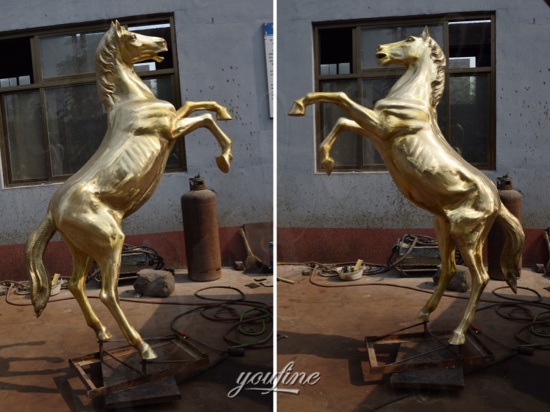 standing horse statue before patina