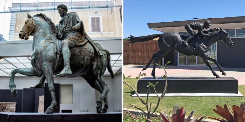 Equestrian of Marcus Aurelius and Horse Racing Sculpture