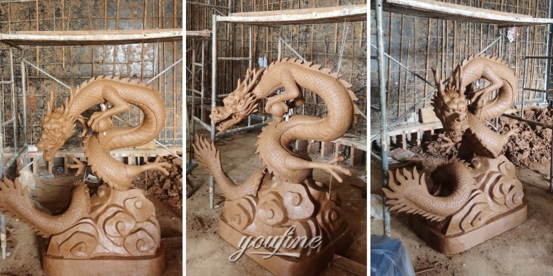 asian dragon statue clay model