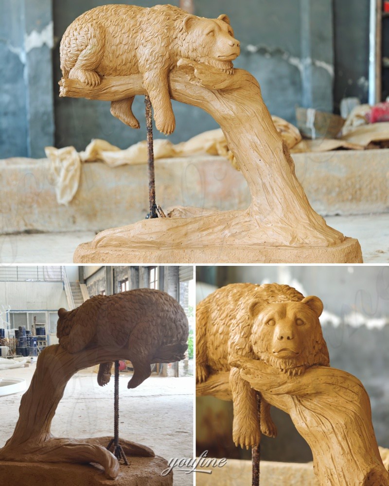 bear yard statue clay model