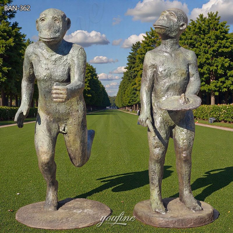 bronze abstract monkey art sculpture