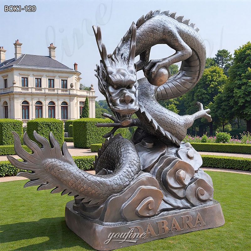 bronze asian dragon garden statue