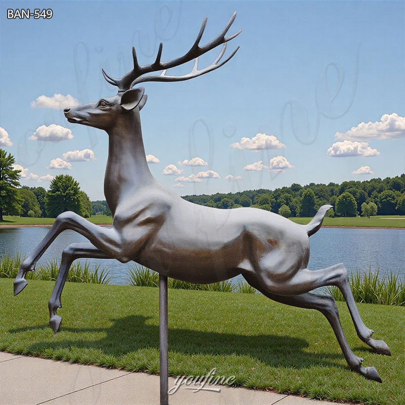 bronze large deer statues for yard